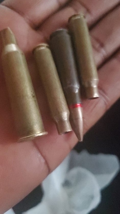 Cartridge casings recovered by a protester after soldiers shot at protesters in Bamenda, North-West region, on November 12, 2021