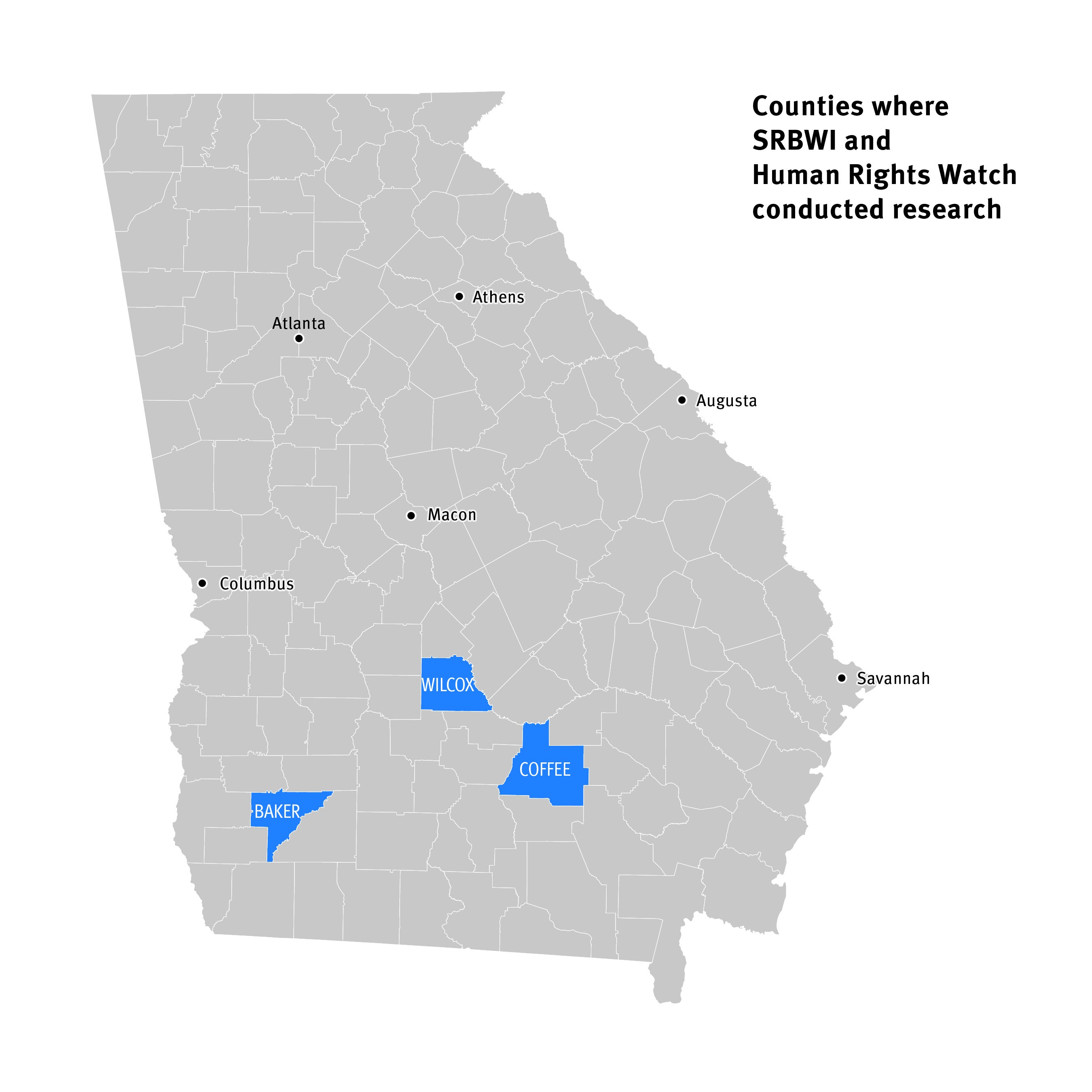 Map of the counties in Georgia 