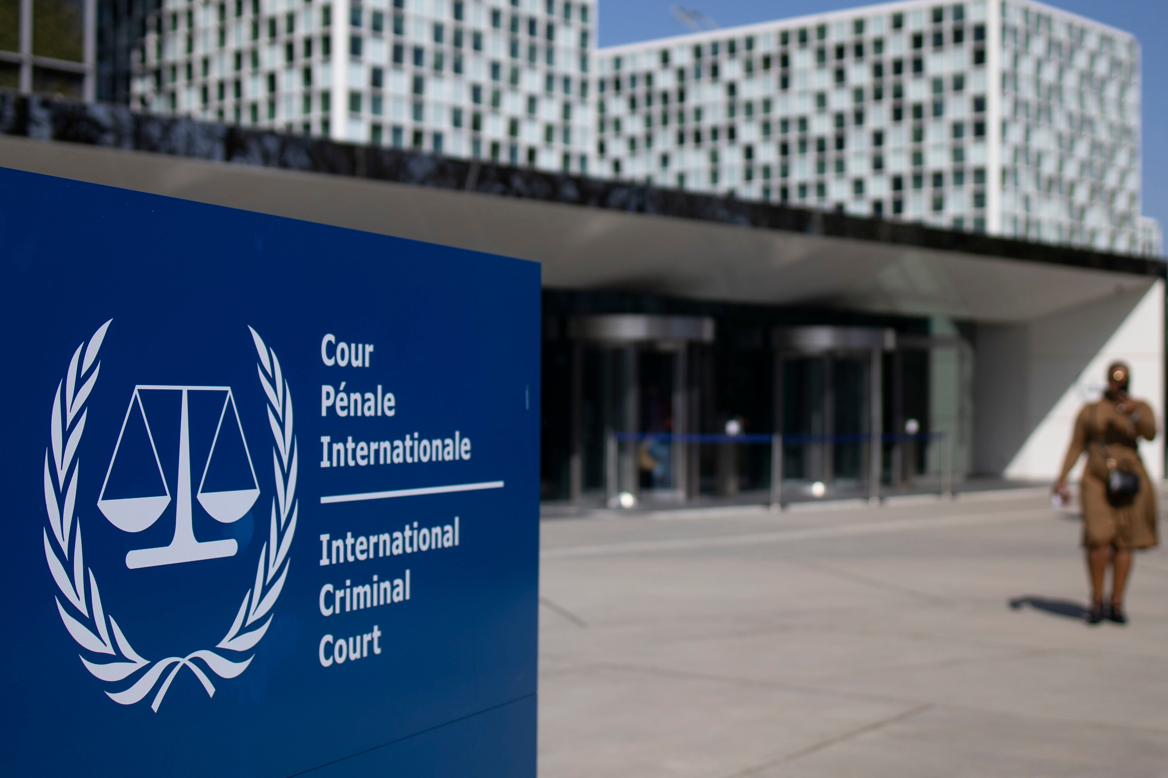 L'entrée de la Cour pénale internationale à La Haye, aux Pays-Bas.