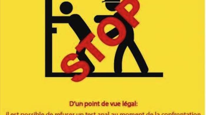 Poster by Shams, a Tunisian activist group, condemning the use of forced anal exams.