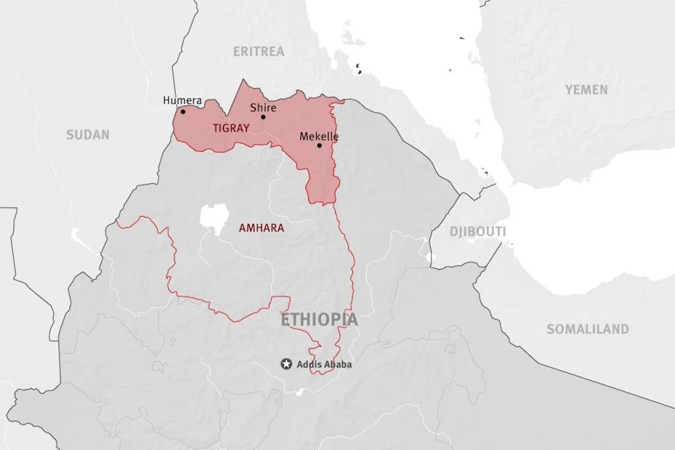 Carte montrant l’emplacement de la région du Tigré, ou un violent conflit a débuté en novembre 2020, dans le nord de l’Éthiopie.