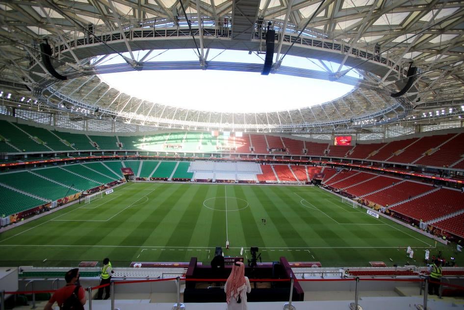 Le stade de football Al-Thumama à Doha, au Qatar, photographié le 22 octobre 2021. C’est l’un des stades où se tiendront les matches de la Coupe du monde de football 2022.