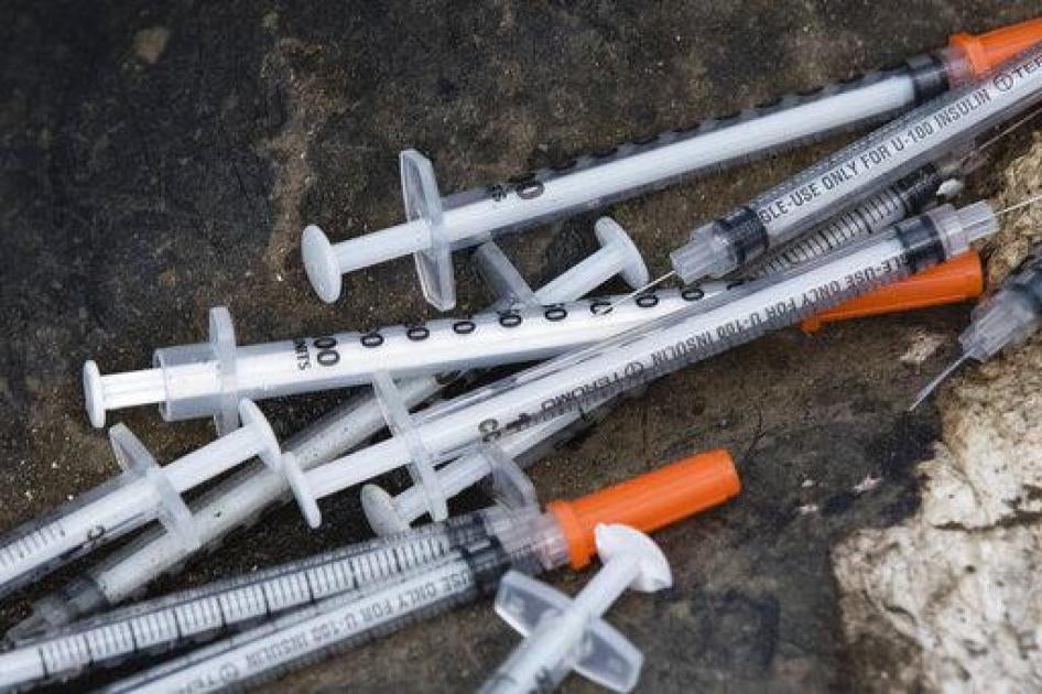 Discarded syringes in an open-air heroin market that has thrived for decades, slated for cleanup along train tracks a few miles outside the heart of Philadelphia