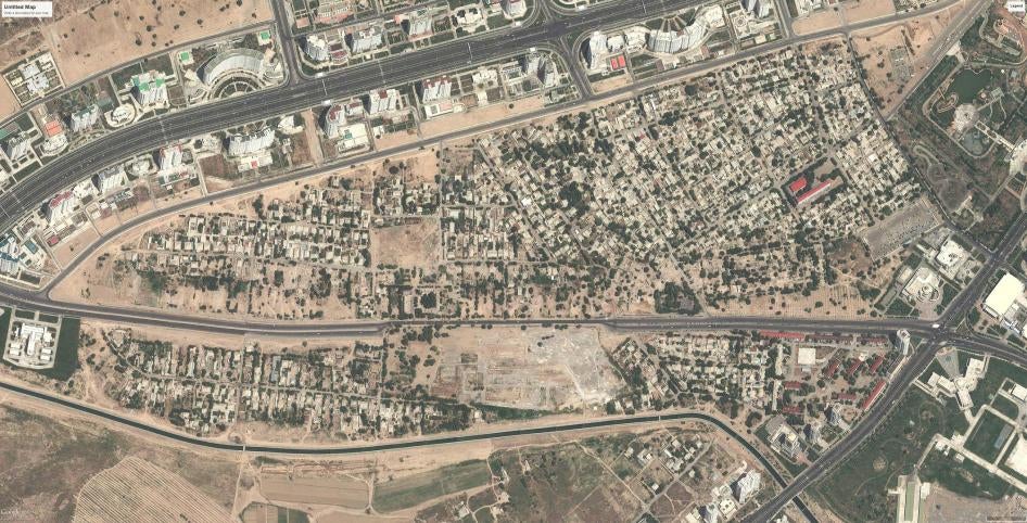Satellite imagery showing before large scale demolitions occurred in Turkmenistan 