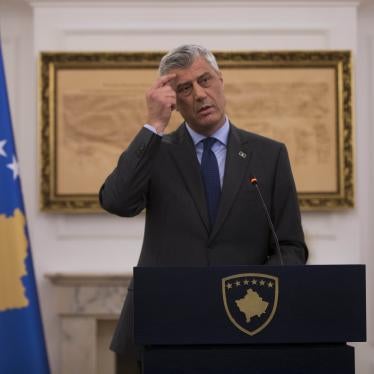 Then-President of Kosovo Hashim Thaçi during a press conference in Kosovo capital Pristina on Monday, Jan. 21, 2019.  ©2019 Visar Kryeziu/AP Photo