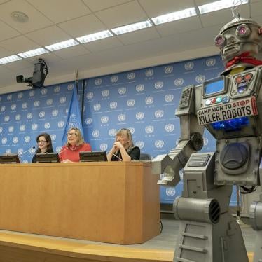 Campaign to Stop Killer Robots press briefing at the United Nations in New York in October 2019.