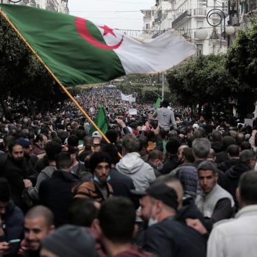 Algerians demonstrate in Algiers to mark the second anniversary of the Hirak movement, February 22, 2021. 
