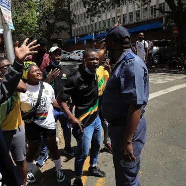 Three protesters were arrested and taken to the Hillbrow police station on Wednesday.