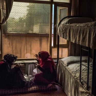 Afghan women sew in their bedroom at a women's shelter in Kabul, March 20, 2017. A non-descript building tucked away in a residential neighborhood is one of the few hidden sanctuaries where battered women can seek support. 