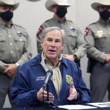 Texas Governor Greg Abbott talks about Operation Lone Star during a press conference at the Texas Department of Public Safety Weslaco Regional Office on April 1, 2021, in Weslaco, Texas.