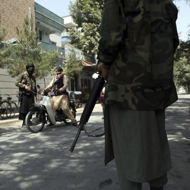Taliban fighters at checkpoint in Kabul, Afghanistan