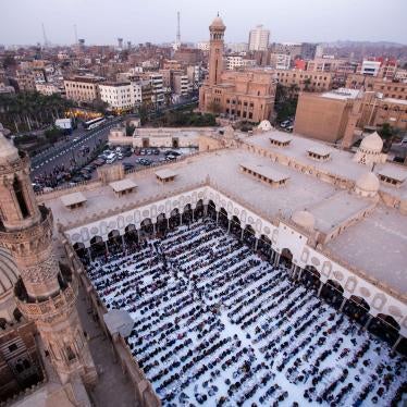People gathering at Al Azhar mosque to break their fast, Cairo, Egypt, April 8, 2022.