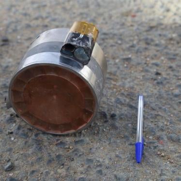 A submunition from a BLU-108 canister from a CBU-105 Senor Fuzed Weapon found by the main road between Sanaa and Saada, about 250 meters south of the al-Amar village on May 16, 2015.