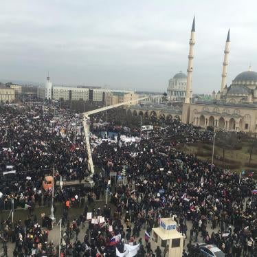 Mass pro-Kadyrov rally organized by Chechen authorities in Grozny in January 2016. 