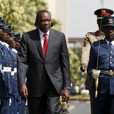 Kenya's President Uhuru Kenyatta inspects a guard of honor