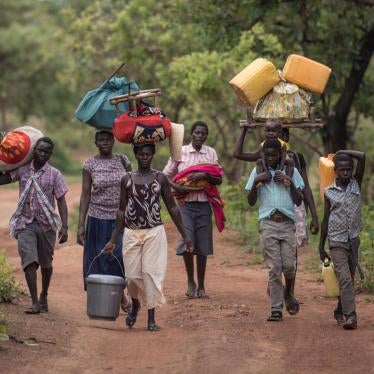 Civilians fleeing Kajo Keji county, toward the southern border with Uganda, April 27, 2017. 