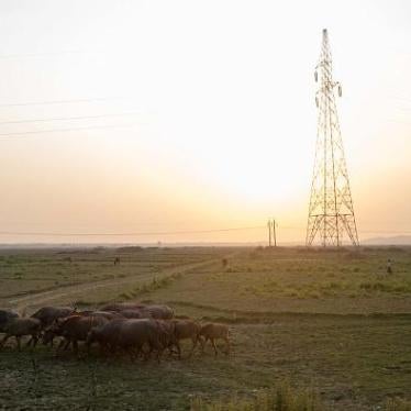A telecommunications tower in Mrauk U township, Rakhine State, Myanmar. The township is one of nine where the government has imposed an internet blackout since June 21, 2019. 