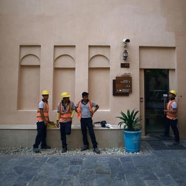 Workers in Katara cultural heritage village in Doha, Qatar. 
