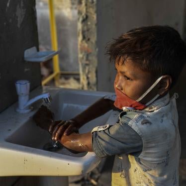 A child washing hands with anti-bacterial soap as a preventive measure against COVID-19, at Sadarghat Launch Terminal, in Dhaka, Bangladesh, on March 27, 2020.