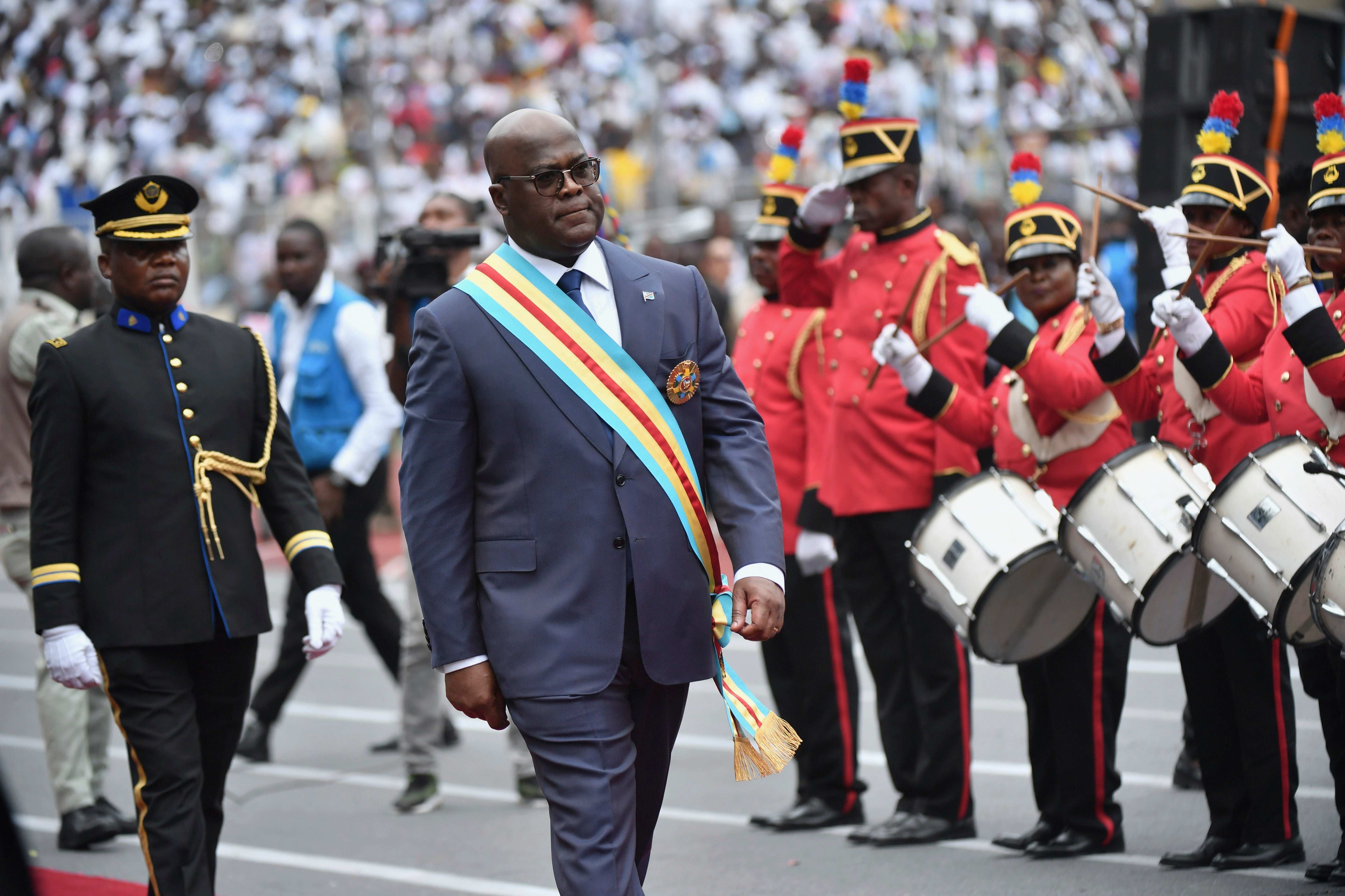 Le président congolais Félix Tshisekedi lors de la cérémonie d'investiture pour son second mandat, tenue à Kinshasa, en République démocratique du Congo, le 20 janvier 2024.