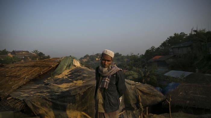 A man walks through a Rohingya refugee camp on January 23, 2020 in Cox's Bazar, Bangladesh.