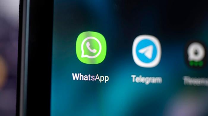 The logo of the messenger app Whatsapp is seen on the screen of a smartphone on April 28th, 2021 in Berlin, Germany.
