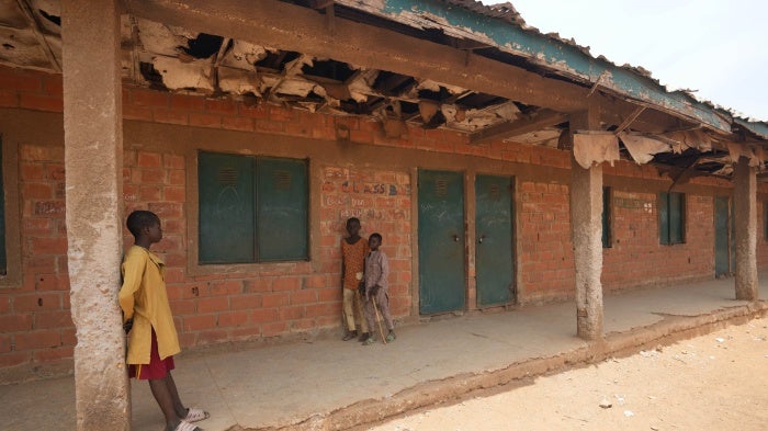 Children play at the LEA Primary and Secondary School Kuriga two days after 287 students were kidnapped, Kuriga, Kaduna State, Nigeria, March 9, 2024. 