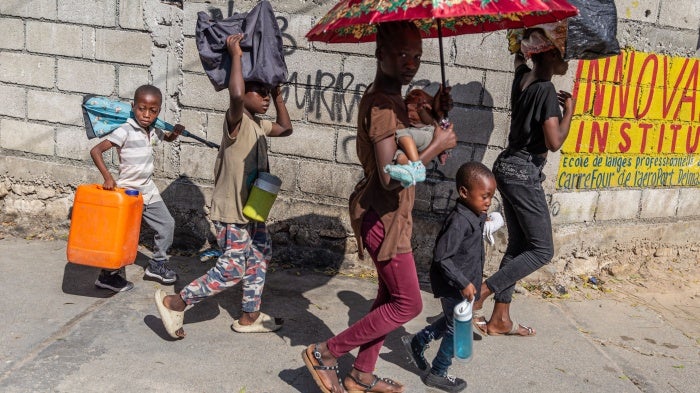 Haitians forced to flee their homes amid spiraling criminal violence in Port-au-Prince, Haiti on March 9, 2024. 