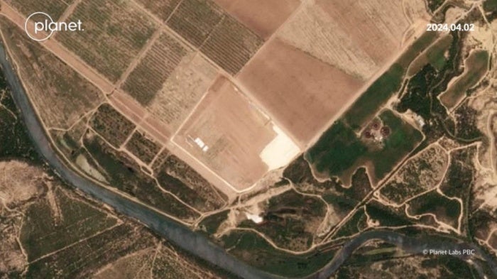 A satellite image of land clearing in Eagle Pass, Texas.