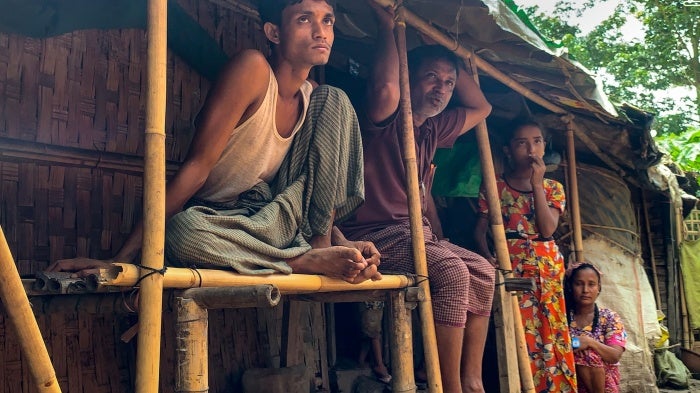 Internally displaced Rohingya Muslims at the Thet Kay Pyin camp in Sittwe, Rakhine State, Myanmar, June 5, 2021.