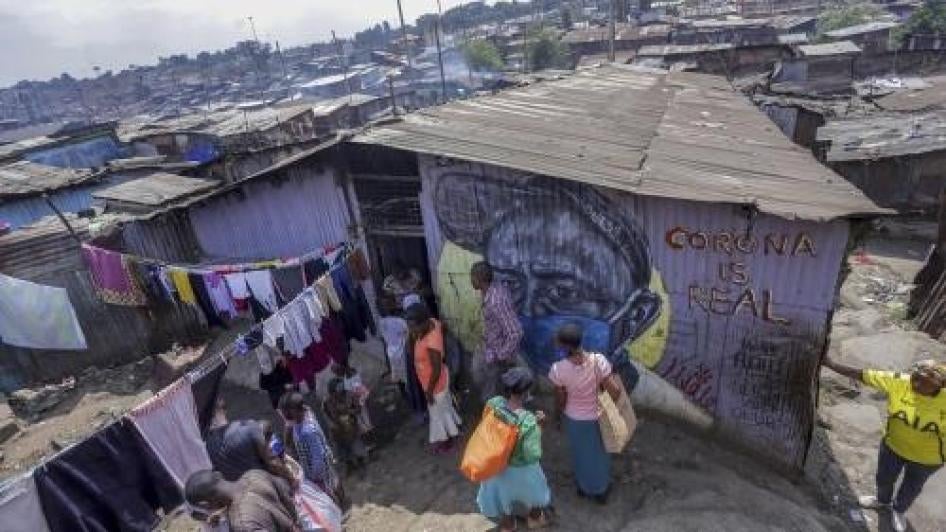 Members of local organizations visited families in Mathare settlement, Nairobi, Kenya, to donate facemasks and foodstuffs to people economically hit by the Covid-19 lockdown.