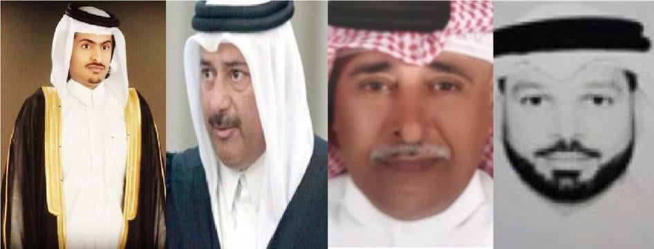 من اليمين إلى اليسار: سعود خليفة آل ثاني، نجيب النعيمي، عبد الله المهندي، محمد السليطي.