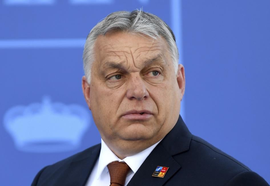 Hungary President Viktor Orban arrives at the NATO Heads of State summit in Madrid, June 30, 2022. 
