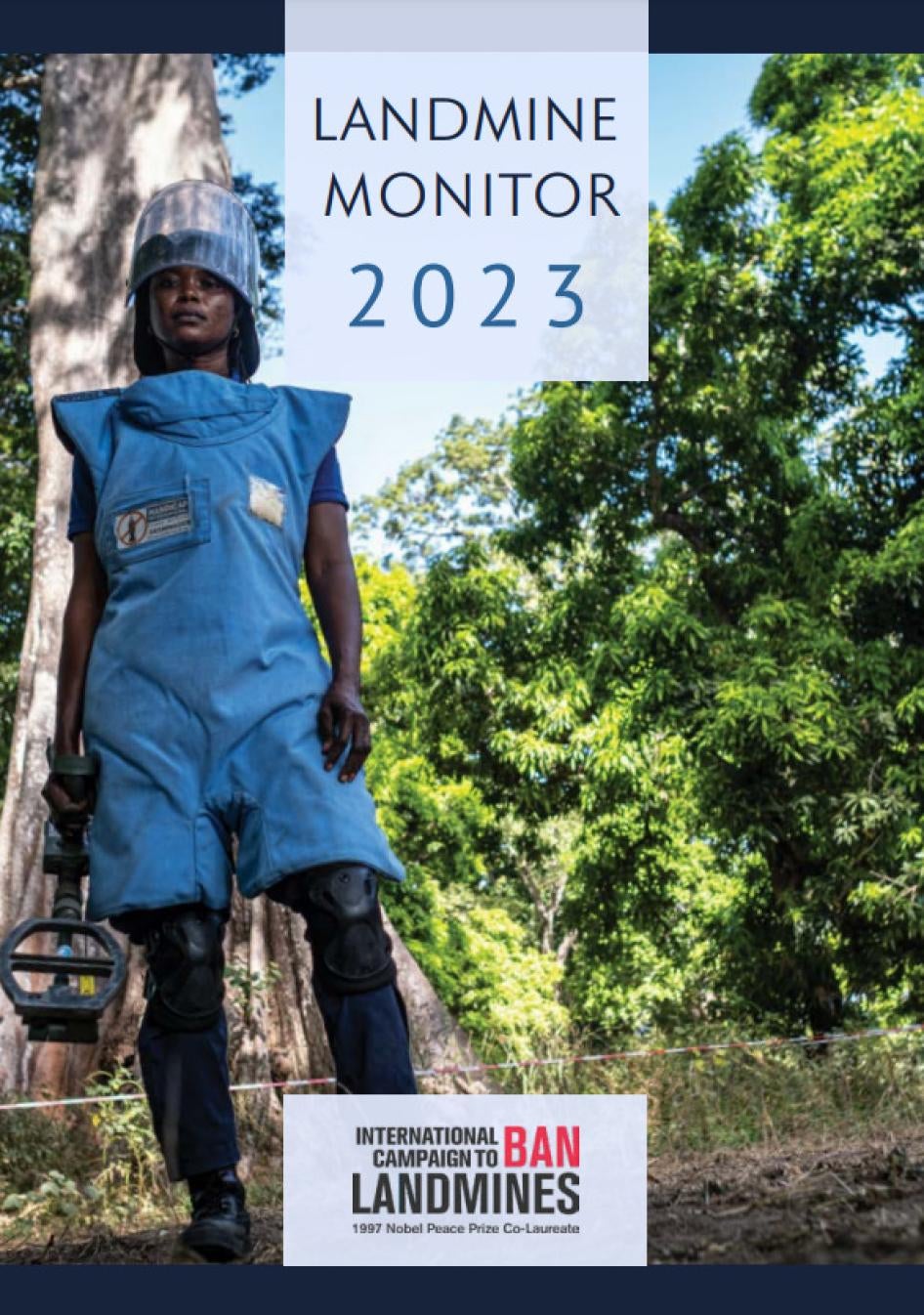 This year's Landmine Monitor 2023 cover depicting a deminer working in the Ziguinchor region in Casamance, Senegal.