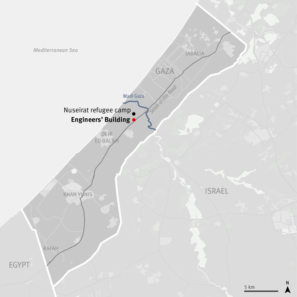 Location of the Engineers’ Building in central Gaza.