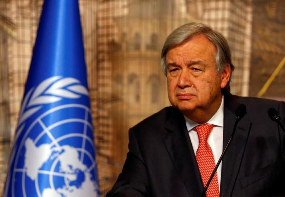 U.N. Secretary-General Antonio Guterres attends a news conference in Istanbul, Turkey, February 10, 2017.