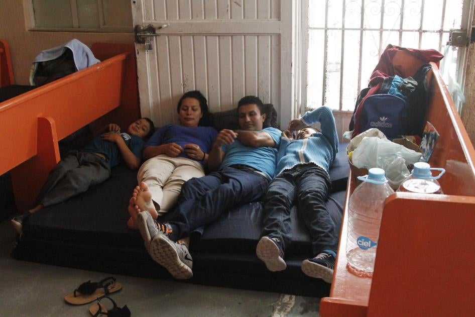 A Salvadoran family stays at the Buen Pastor migrant shelter in Ciudad Juárez, Mexico, in June 2019 while they wait for their asylum cases to be heard in US immigration court. 