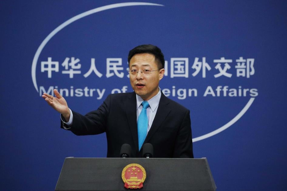 中国外交部发言人赵立坚主持外交部例行记者会，北京，2020年2月24日。