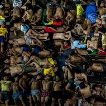 Detainees sleep in an open basketball court inside the Quezon City Jail in Quezon City, Philippines on July 24, 2020. 