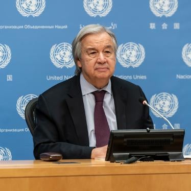 United Nations Secretary-General Antonio Guterres speaks to the press at UN Headquarters in New York, November 20, 2020.
