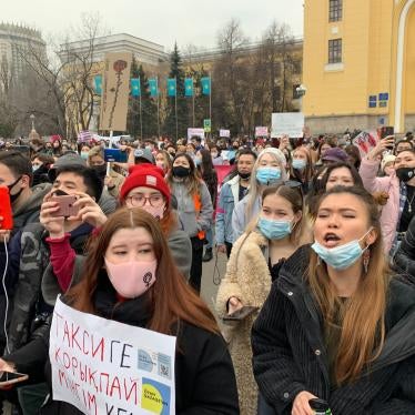 International Women’s Day march in Almaty, Kazakhstan, March 8, 2021. 