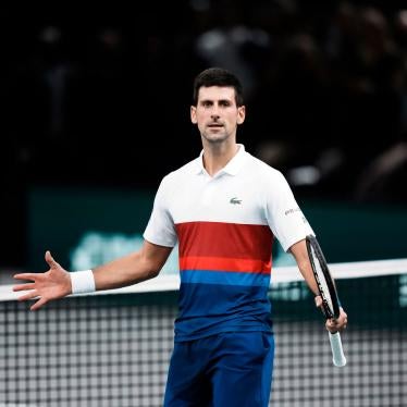 Serbian tennis player Novak Djokovic celebrates his win at the Paris Masters tennis tournament in Paris, France