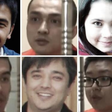 Ilham Tohti's students, from upper left: Mutellip Imin, Perhat Halmurat, Atikem Rozi; lower left: Shohret Nijat, Akbar Imin, Luo Yuwei.
