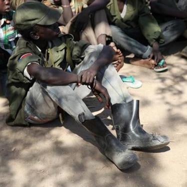 Rebel child soldiers gather in Gumuruk, South Sudan.