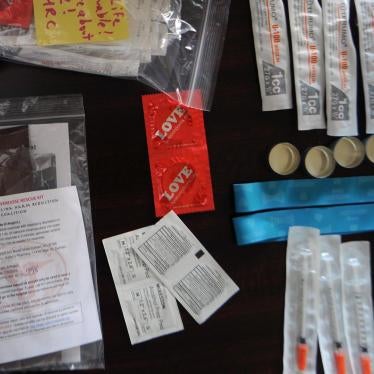 The “Stay Safe Kit,” distributed by the North Carolina Harm Reduction Coalition, includes clean needles, naloxone, condoms, and information on area resources for people who use drugs and other vulnerable populations in Wilmington, North Carolina. 