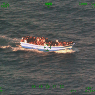 Aerial photograph of overcrowded migrant boat, taken at 05:01 UTC on May 10, 2017, and provided by Maritime Rescue Coordination Centre Rome to Sea-Watch 2 for identification purposes. 