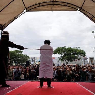 An Indonesian man is publicly caned for having gay sex in Banda Aceh, Aceh province, Indonesia May 23, 2017.