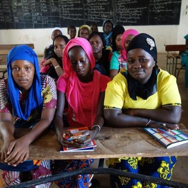 Students enrolled in the final year of lower secondary school in the classroom in a village in Kolda region, southern Senegal. Adolescent mothers and married girls study in this school. 