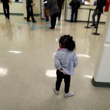 A girl stands in the lobby of the Adelanto immigration detention center, in Adelanto, California, U.S., April 13, 2017.