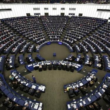 A general view shows the plenary room of the European Parliament during a voting session in Strasbourg, France, May 20, 2015.